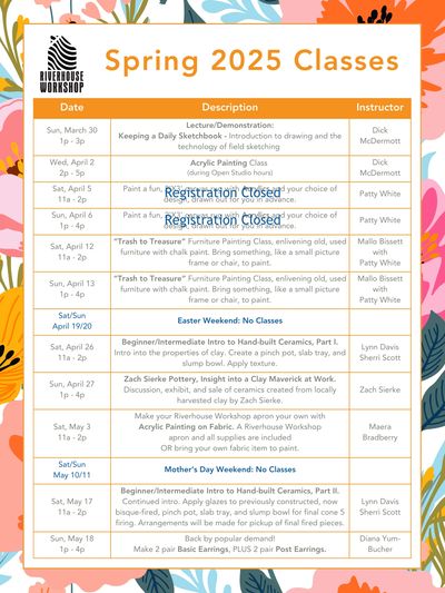 Spring 2025 Schedule from brochure.