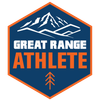 Emblem with a mountain and 'Great Range Athlete' text.