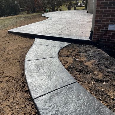 Stamped concrete sidewalk. 