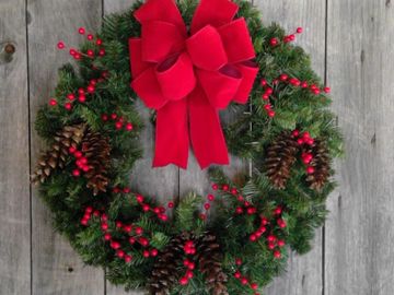 Christmas Wreath, Primitive Winter Wreath, Red and Green Plaid