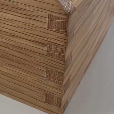Finger or box joints used in construction of commissioned pieces.