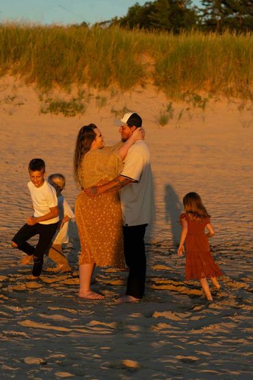 Portage point beach, onekama mi, Lake Michigan water, family photography in lake, LeGalley Photograp