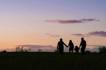 Family Photography, In a field with dog, Kaleva Mi LeGalley photography sunset 