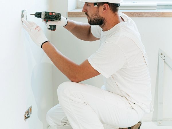Electrician installing an outlet