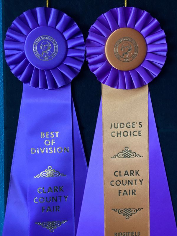 Two award ribbons from Clark County Fair.