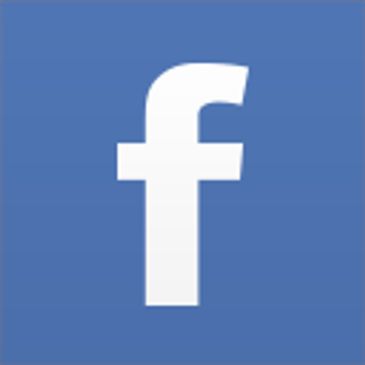 Facebook logo with white 'f' on blue background.