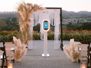 Photo booth at wedding event.