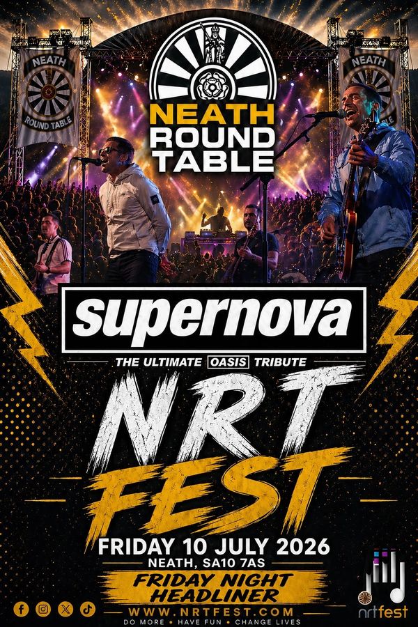 Neath Round Table presents Supernova, the ultimate Oasis tribute at NRT Fest 2026.