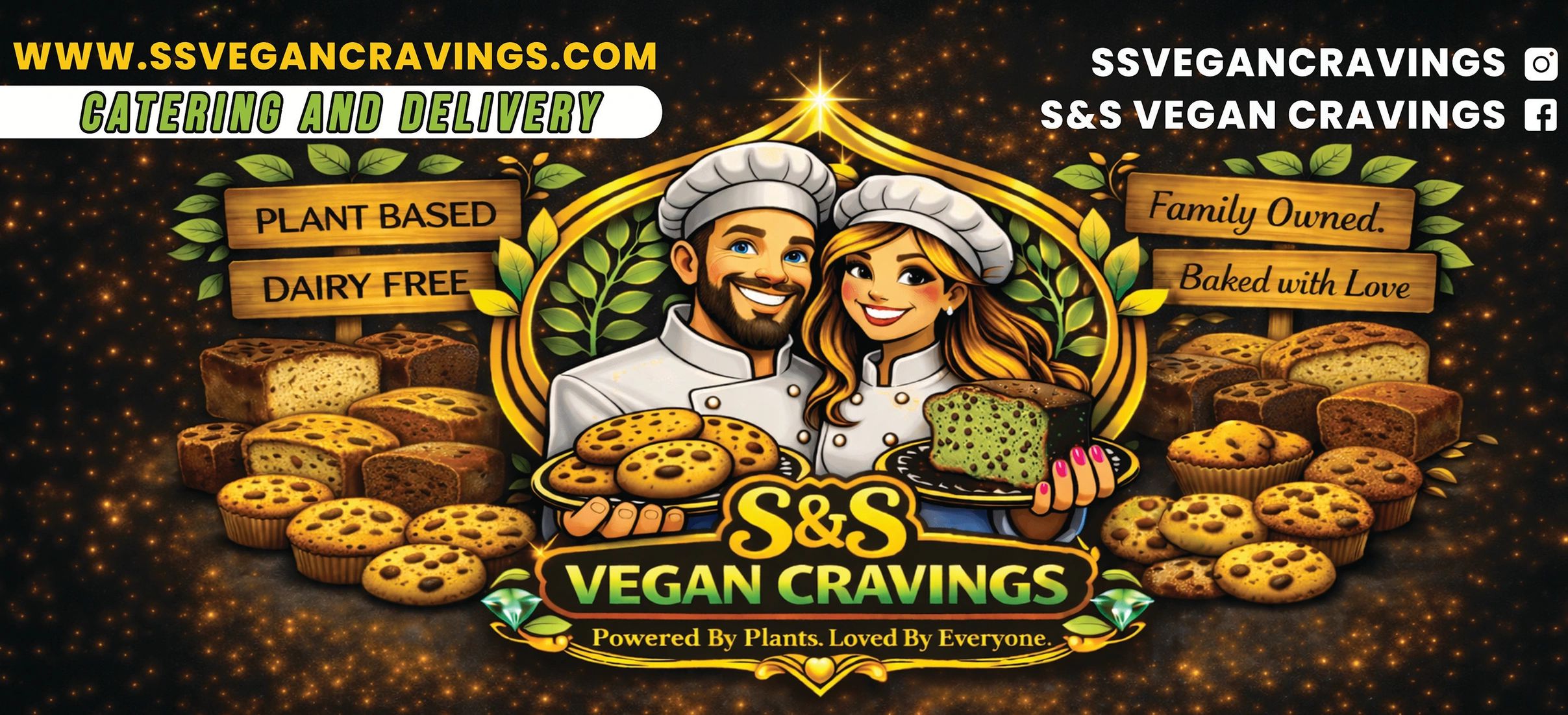 S&amp;S Vegan Cravings offers plant-based, dairy-free baked goods with catering and delivery.