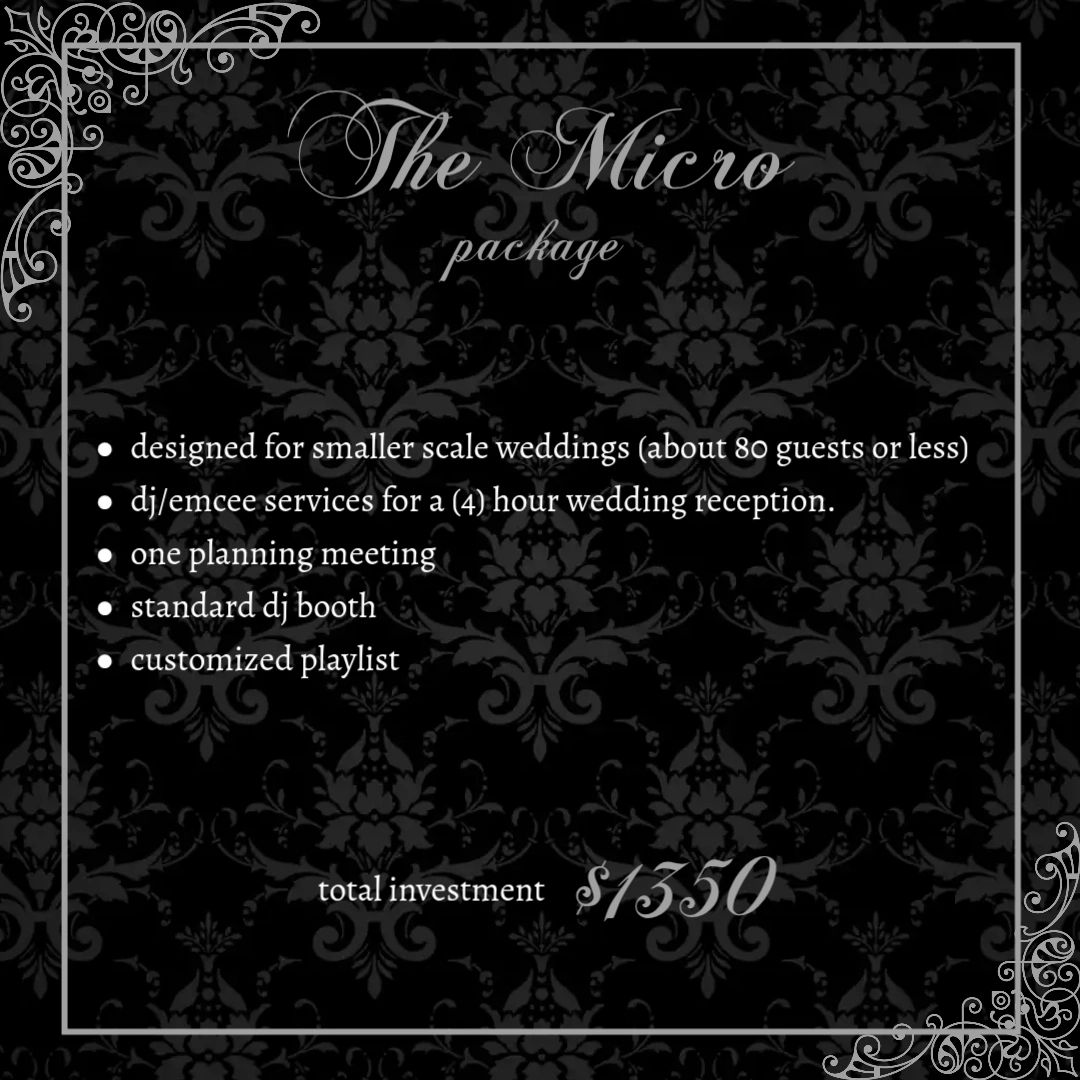 Wedding DJ package for smaller weddings under $1400.