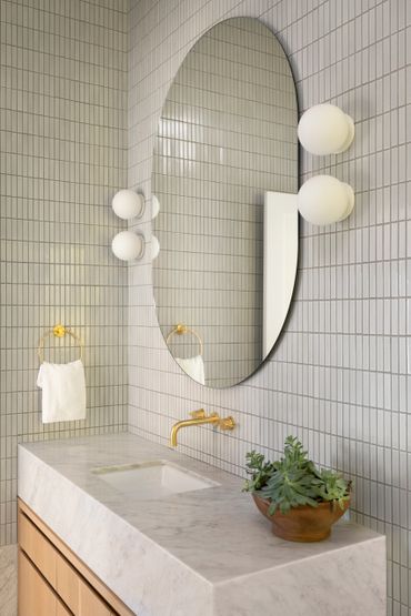 white oak powder room vanity bleached oak whitewash oak slab doors integrated pull custom cabinets