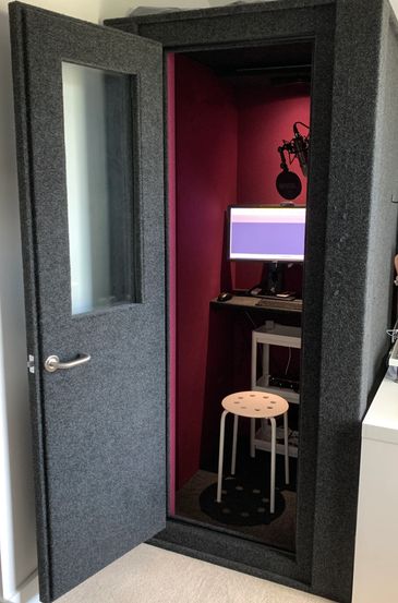 Broadcast quality voiceover session booth with soundproofing