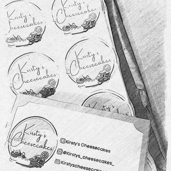 Initial Kirsty’s cheesecakes logo and business card 