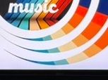 Colorful music-themed abstract design.