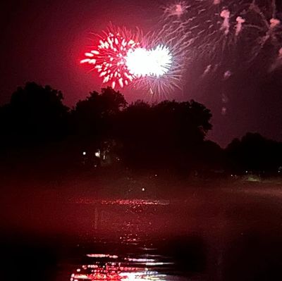 Fireworks explode over Lake Delhi during the LDRA's annual August event