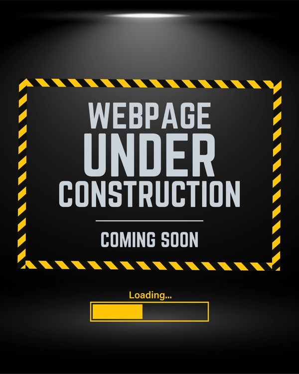 Webpage under construction with a loading bar and caution tape border.