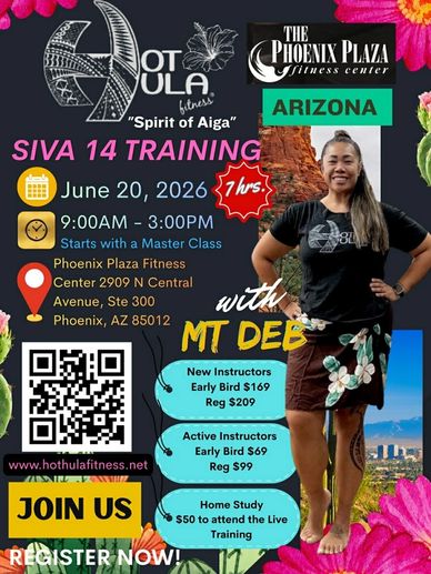Flyer for Hōtula Fitness SIVA 14 Training with Mt Deb on June 20, 2026, at Phoenix Plaza Fitness, Arizona.