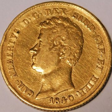 1840 Sardinia 10 Lire Gold coin KM# 131.1 6.45 grams gold that is .900 fine
