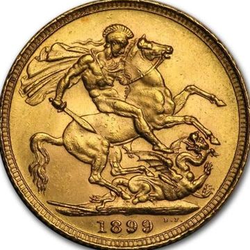 1899 Great Britain Gold Sovereign Coin which has .2354 oz. of gold content 