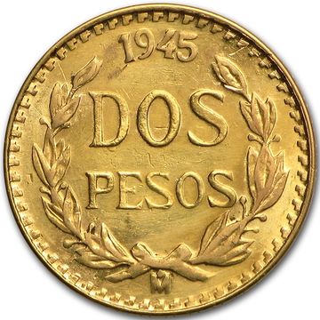 Mexico 2 peso gold coin 1945