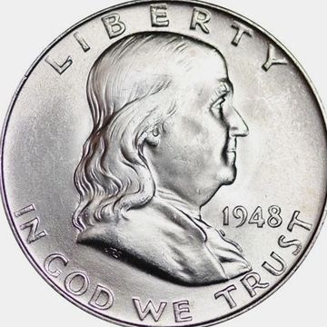 1948 Ben Franklin Silver Half Dollar 90% silver coin Gem BU