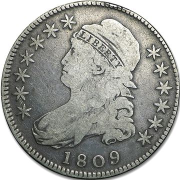 1809 Capped Bust Half Dollar in Very Good Condition showing obverse side