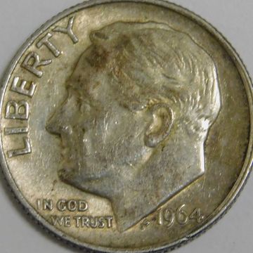 1964 Roosevelt Silver Dime circulated junk silver coin 