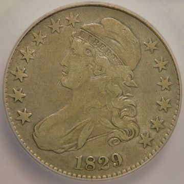 1829 Capped Bust Half Dollar in Fine Condition showing obverse side