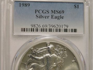 PCGS MS69 Certified and graded Silver Eagle coin 1 oz.