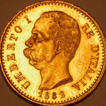 20 Lire Gold Coin Italy 1882 containing .1867 oz. gold bullion
