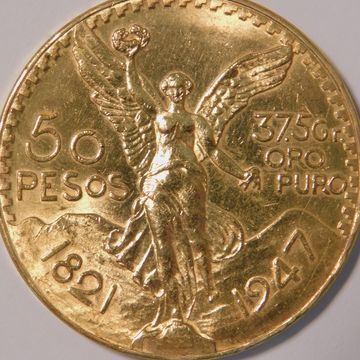1821-1947 Mexico ESTADOS UNIDOS MEXICANOS 50 Pesos KM# 481 with 37.5 grams gold pure gold in coin