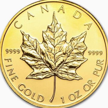 .9999 Fine gold bullion 1 oz coin of Canada Maple Leaf GEM BU Condition 