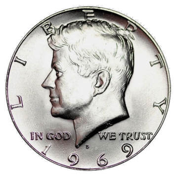 1969-D Kennedy Half Dollars 40% Silver Coin