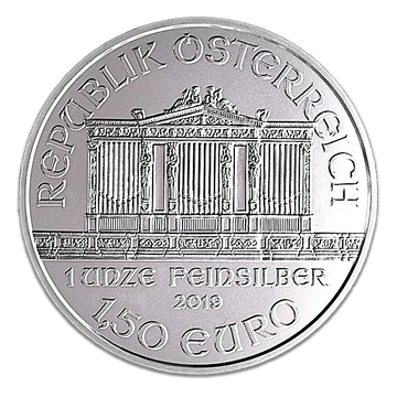 Austrian Silver Philharmonic Coin from 2019 1.50 Euro Gem Bu Coin