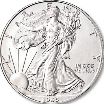1986 American Silver Eagle obverse side