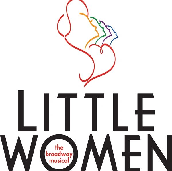 Logo of the Broadway musical Little Women with colorful female profiles.