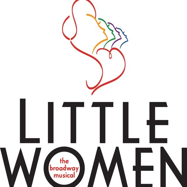 Logo of the Broadway musical Little Women with colorful female profiles.