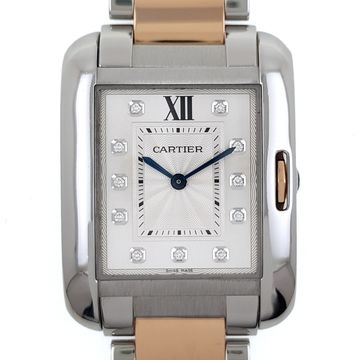Cartier tank anglaise FULL SET WT100032 Diamonds Medium Rose 18k 750 Gold and Steel