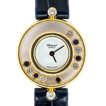 Chopard warren  warren's watches 18k Gold 7 Diamonds 5 Sapphires 23/4902 4112 Round Ronde Jewelry 