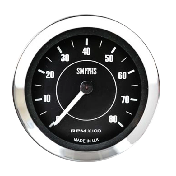 Tachymètre Réplique Smiths 0-8000 Tr/min - Diamètre 85 Mm - Pour Custom Ou Rénovation Véhicule - Neuf Sous Blister