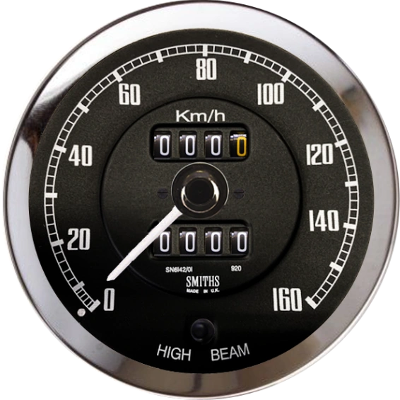 SN6142-07 Smiths MGB Speedometer Black Mechanical 0-160kmh 100mm 12 ...