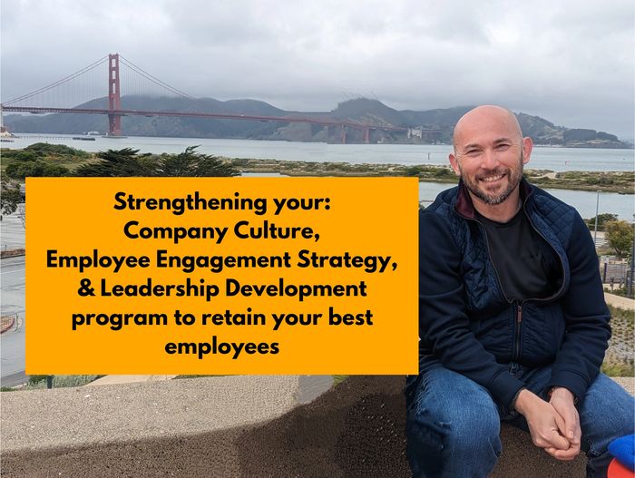 Tom Schin sitting in front of the Golden Gate bridge, San Francisco with an opening statement.