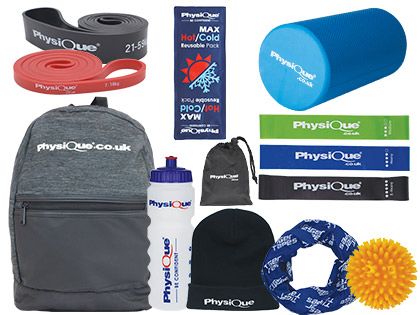 PhysiQue branded fitness accessories set.