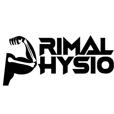 Logo of Primal Physio with a muscular arm.