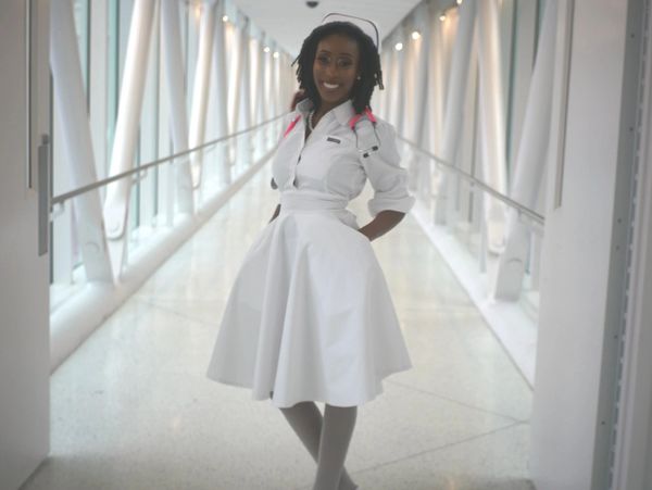 White Scrub Dress Nurse Uniform for Graduation Pinning Ceremony -   Canada