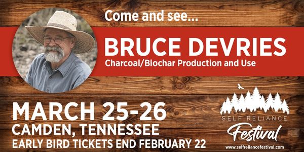 Custom leather good Bruce DeVries biochar speaker Self Reliance Festival SRF March 25-26, Camden, TN