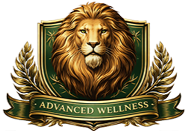 A lion emblem with 'Advanced Wellness' banner.