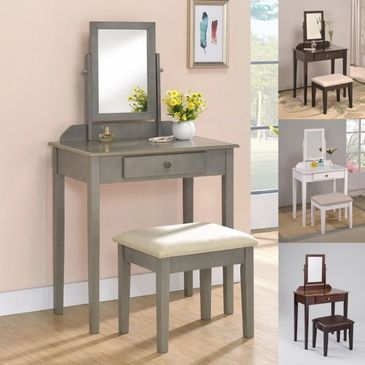  IRIS VANITY TABLE & STOOL, AVAILABLE IN GREY OR WHITE 