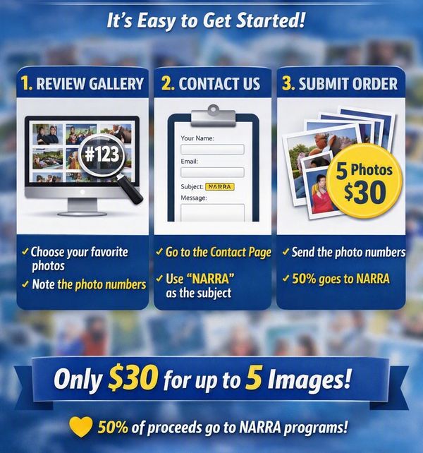 Step-by-step photo order for $30 supporting NARRA.