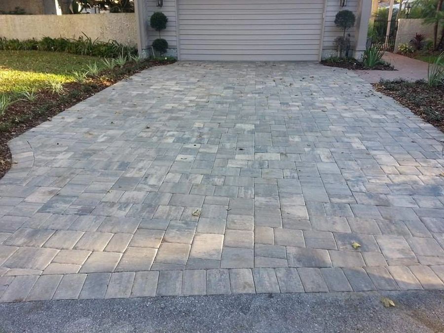 Large paver driveway installation